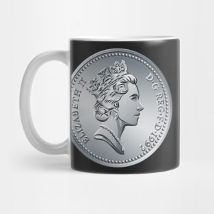 British coin 10 pence with Queen Elizabeth II Mug